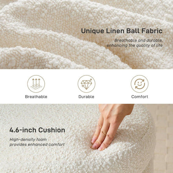 Boucle Round Storage Ottoman (view 3) | Roost & Roam