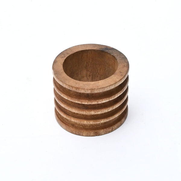 Ridged Mango Wood Napkin Ring Set