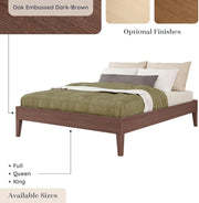 Dark Brown Wood-Grain Platform Bed Frame