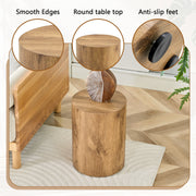 Wood-Grain Cylinder Side Table Set