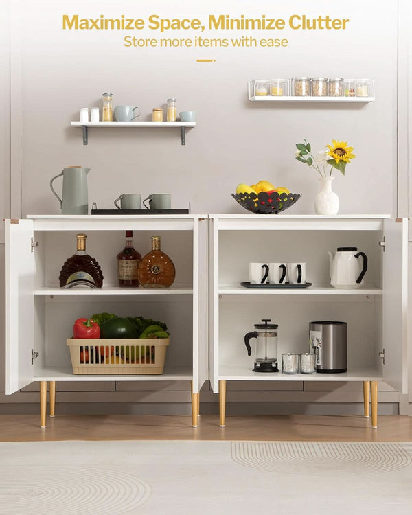 Fluted Matte White Sideboard Cabinet Set