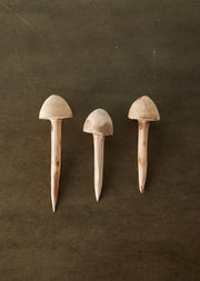 Hand-Carved Wood Mushroom Garden Stake