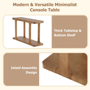 Walnut Finish Console Table with Bottom Shelf, 50 in