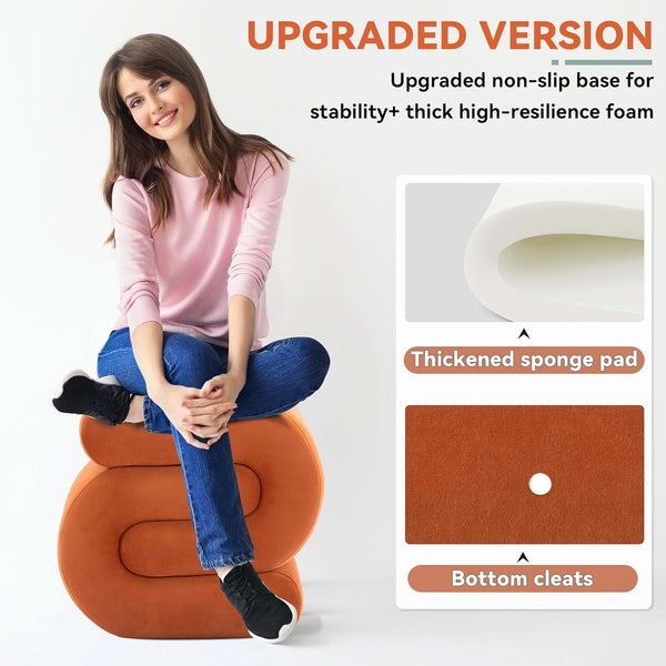 Velvet S-Curve Upholstered Ottoman – ottoman (view 3) | Roost & Roam