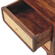 Mango Wood Rattan Two-Drawer Nightstand