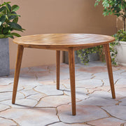 Acacia and Wicker Outdoor Dining Set — styled in a complete room vignette