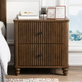 Walnut Fluted Nightstand, 3 Drawers
