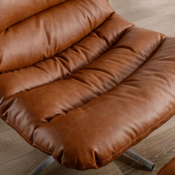 Tufted Faux Leather Swivel Chair Set – chair (view 4) | Roost & Roam
