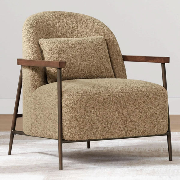 Camel Boucle Mid-Century Armchair – chair (view 2) | Roost & Roam