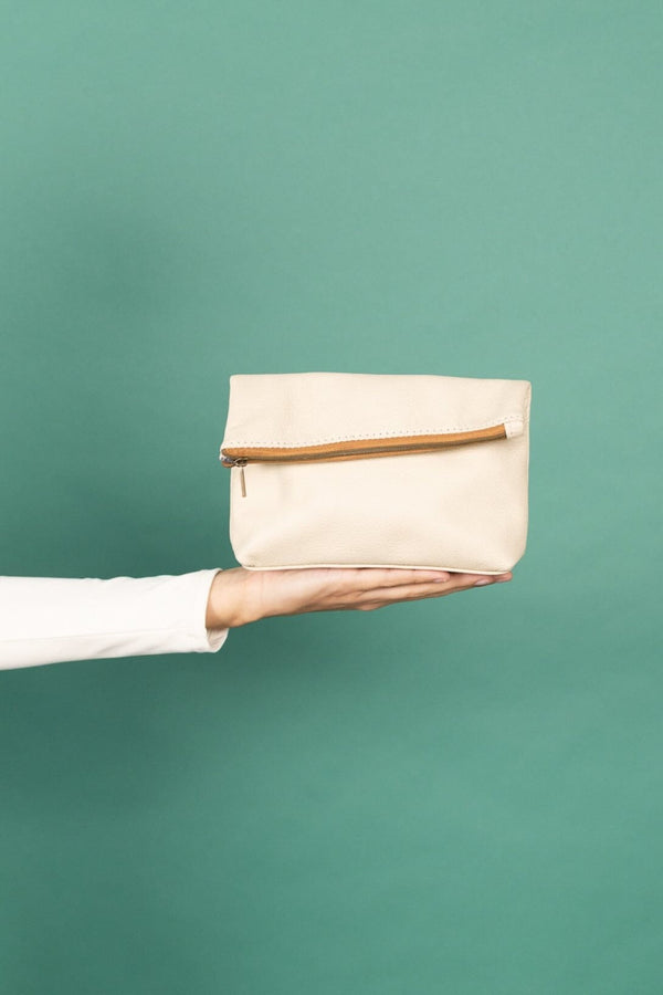 Surplus Leather Asymmetric Makeup Bag