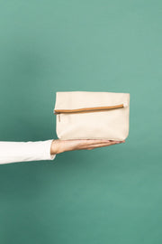Surplus Leather Asymmetric Makeup Bag