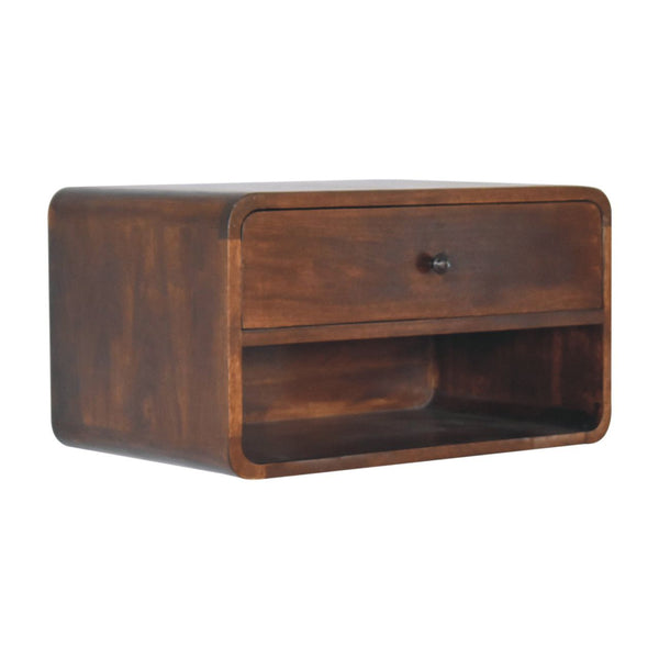 Curved Mango Wood Floating Nightstand