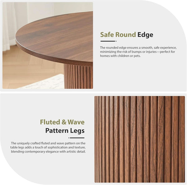 Walnut Round Dining Table For Two To Four