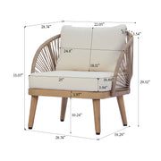 Rope-Woven Acacia Outdoor Club Chair