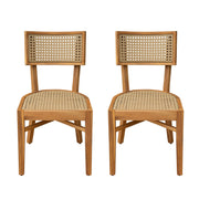 Acacia Wood Wicker Outdoor Dining Chair Set