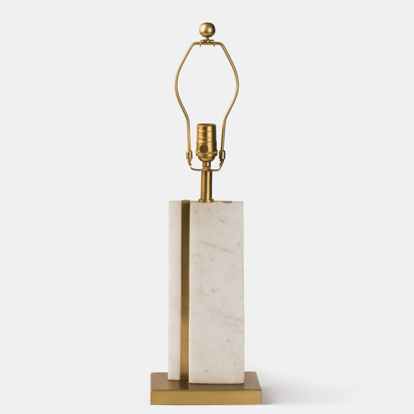 White Marble Brass-Accent Table Lamp
