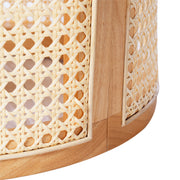 Cane Panel Round Wood Side Table — detail of finish and surface variation