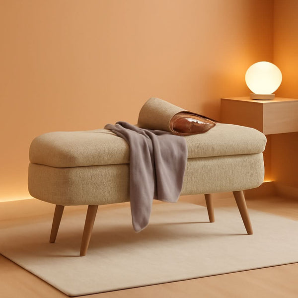 Oval Upholstered Storage Bench – ottoman | Roost & Roam