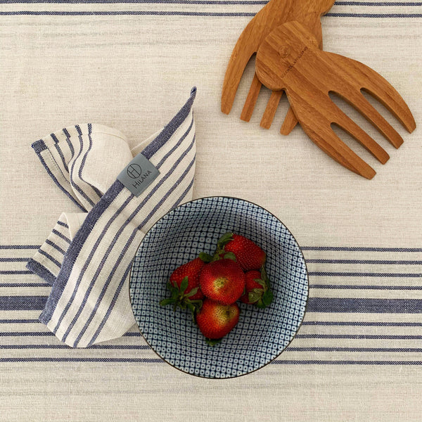 Striped Recycled Cotton Tablecloth Set
