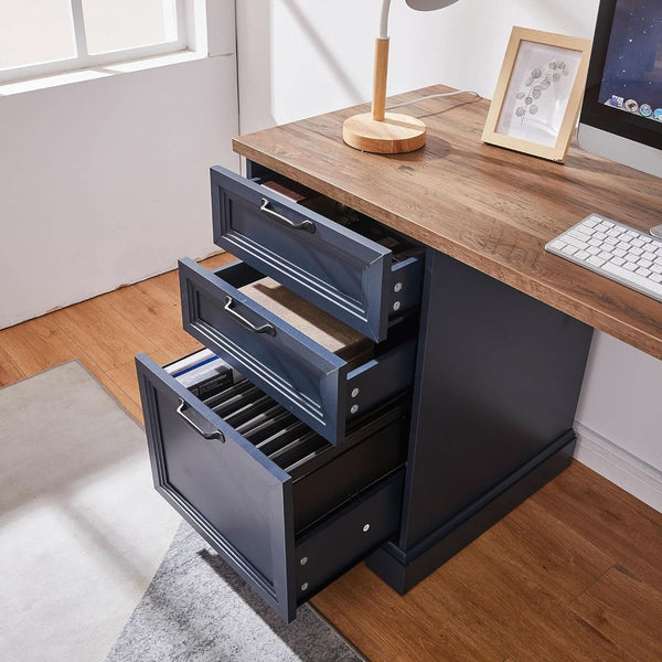 Navy Farmhouse Charging Executive Desk – home office set (view 4) | Roost & Roam