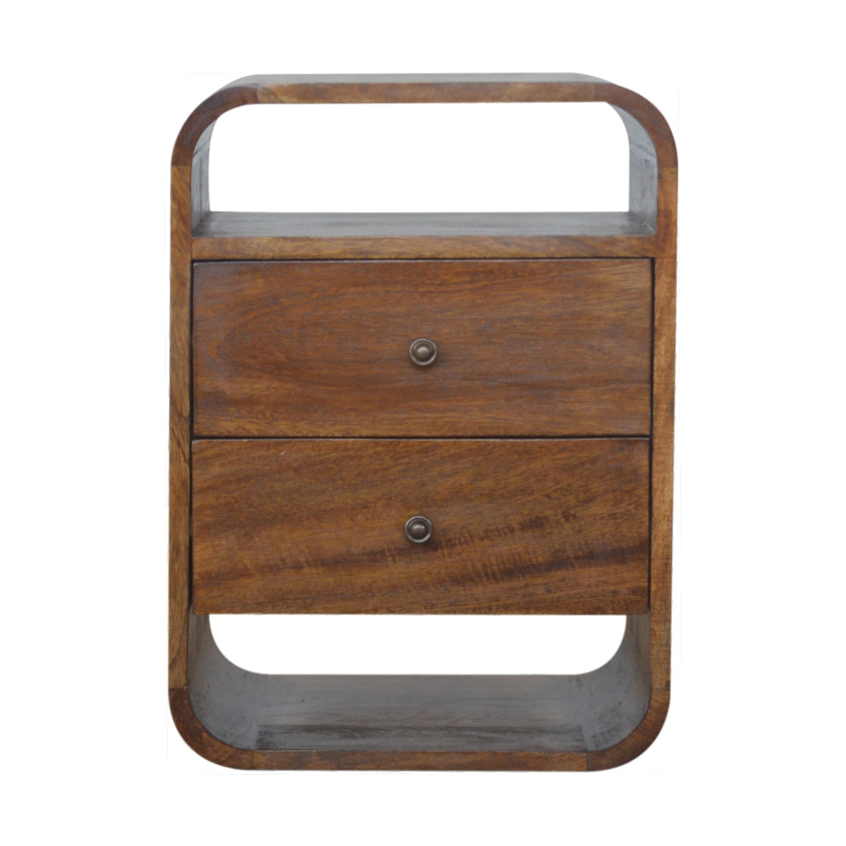 Curved Mango Wood 2-Drawer Nightstand