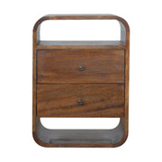 Curved Mango Wood 2-Drawer Nightstand