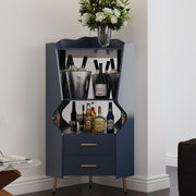 Mirrored Corner Bar Cabinet With Drawers