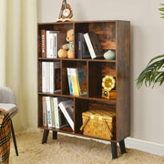 Retro Brown 7-Cube Open Bookshelf, 3-Tier