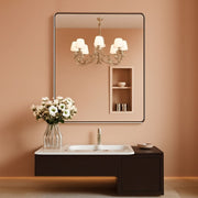 Brushed Nickel Rounded Rectangle Bathroom Mirror