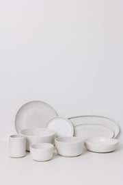 Matte White Oval Lipped Serving Plate Set