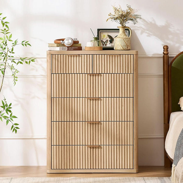 Fluted Wood-Grain Six-Drawer Dresser – chest (view 4) | Roost & Roam