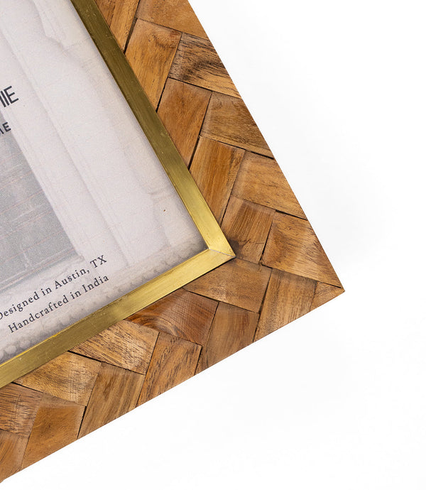 Herringbone Wood Brass Inlay Picture Frame
