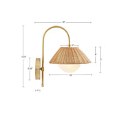 Natural Rattan & Gold Wall Sconce