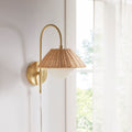 Natural Rattan & Gold Wall Sconce