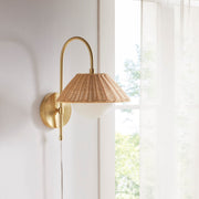 Natural Rattan & Gold Wall Sconce