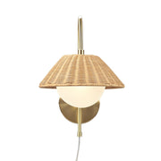 Natural Rattan & Gold Wall Sconce