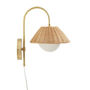 Natural Rattan & Gold Wall Sconce