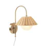 Natural Rattan & Gold Wall Sconce