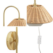 Natural Rattan & Gold Wall Sconce