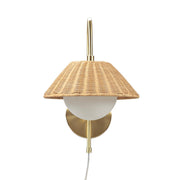 Natural Rattan & Gold Wall Sconce