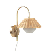 Natural Rattan & Gold Wall Sconce