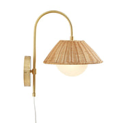 Natural Rattan & Gold Wall Sconce