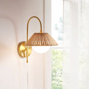 Natural Rattan & Gold Wall Sconce