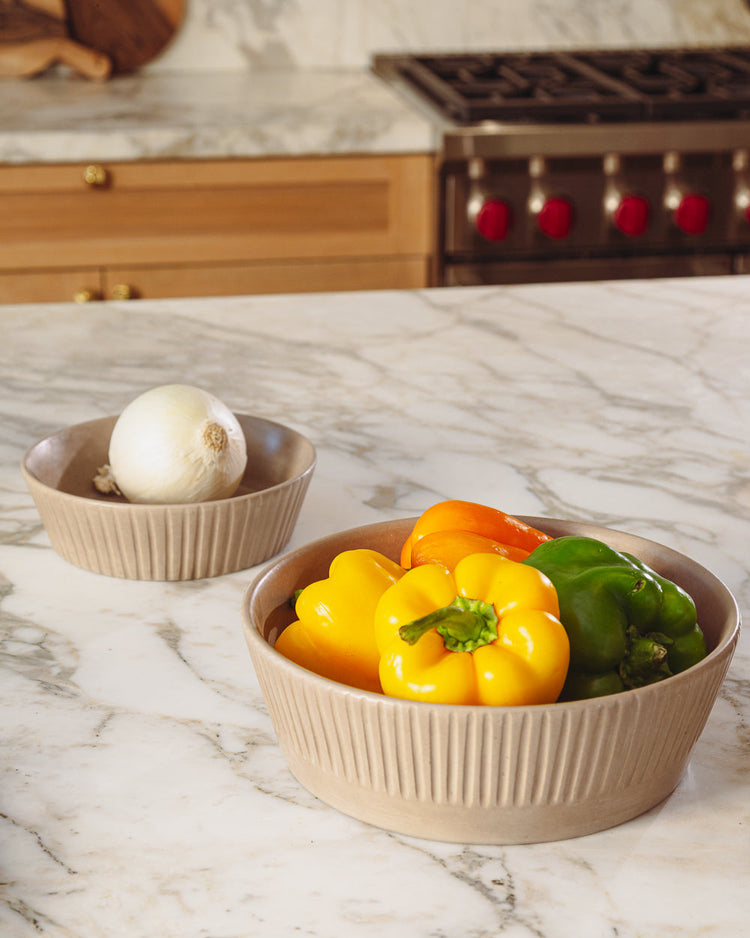 Ridged Stoneware Pasta Bowl Set – bowls (view 4) | Roost & Roam