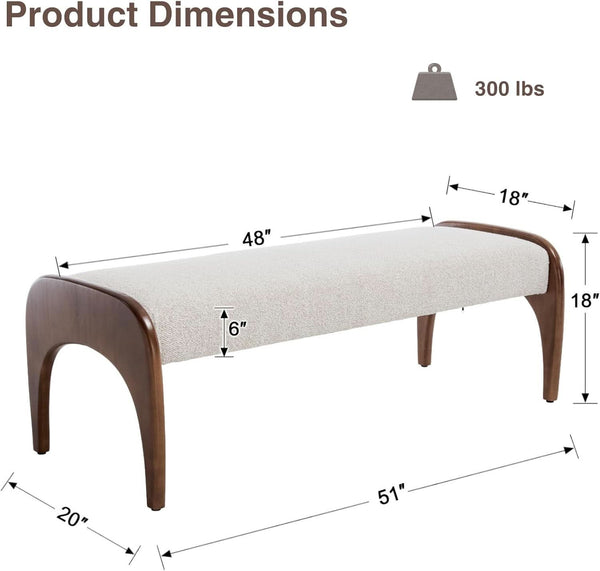 Sherpa Upholstered Arch-Leg Bench – ottoman (view 2) | Roost & Roam