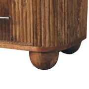 Fluted Mango Wood Marble-Top Nightstand