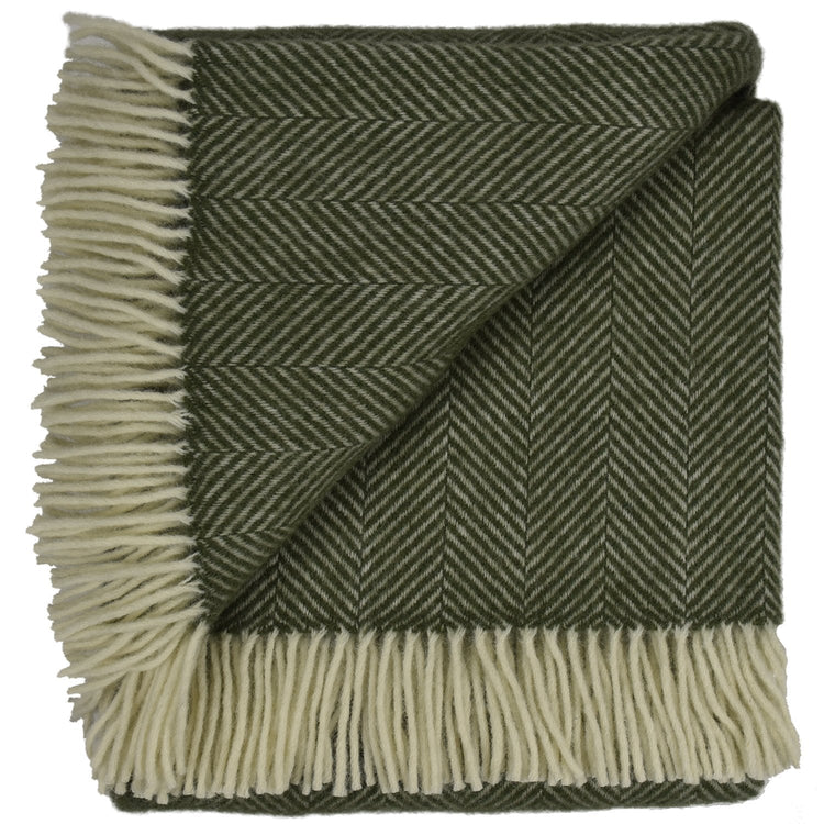 Herringbone Pure Wool Throw Blanket