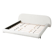 Curved Bouclé Upholstered California King Bed Frame