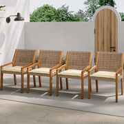 Acacia and Wicker Outdoor Dining Set — back and side profile detail