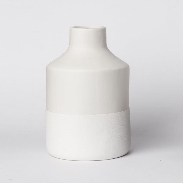 Dual-Texture Matte Ceramic Vase